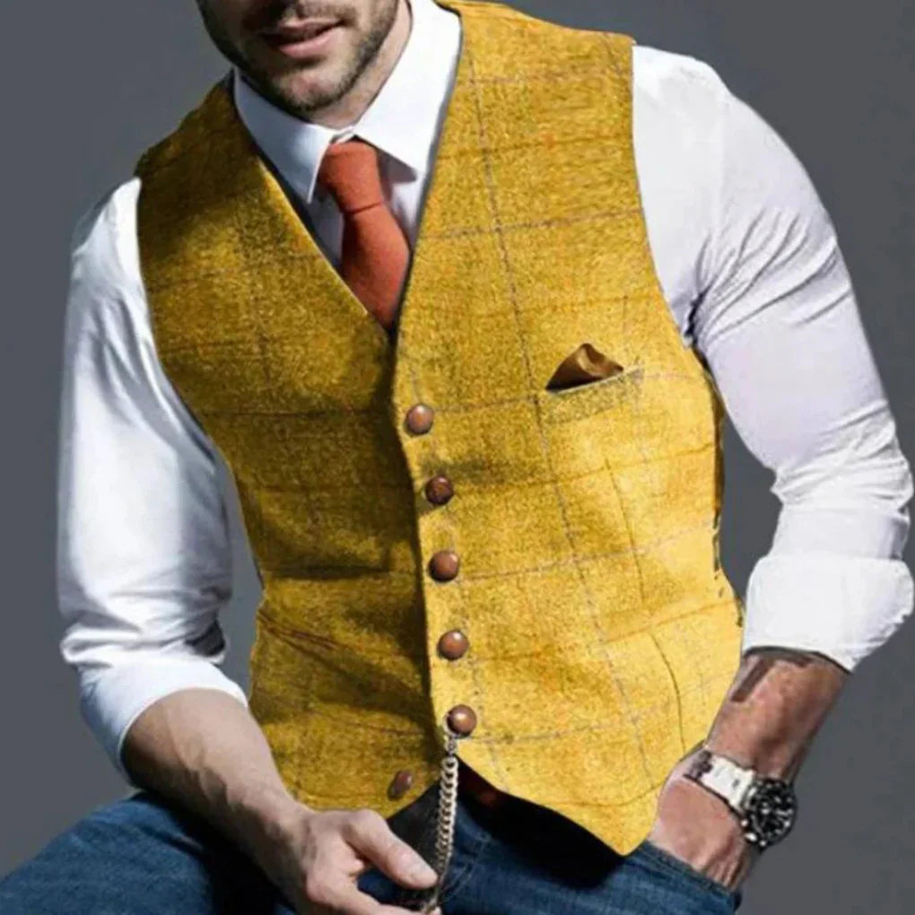 Men's Vintage Waistcoat, Button Front Layering Vest