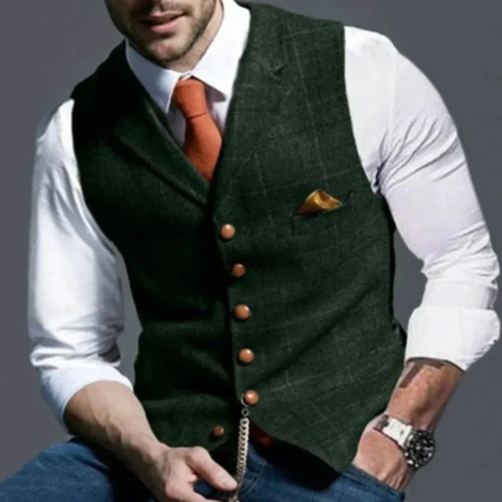 Men's Vintage Waistcoat, Button Front Layering Vest