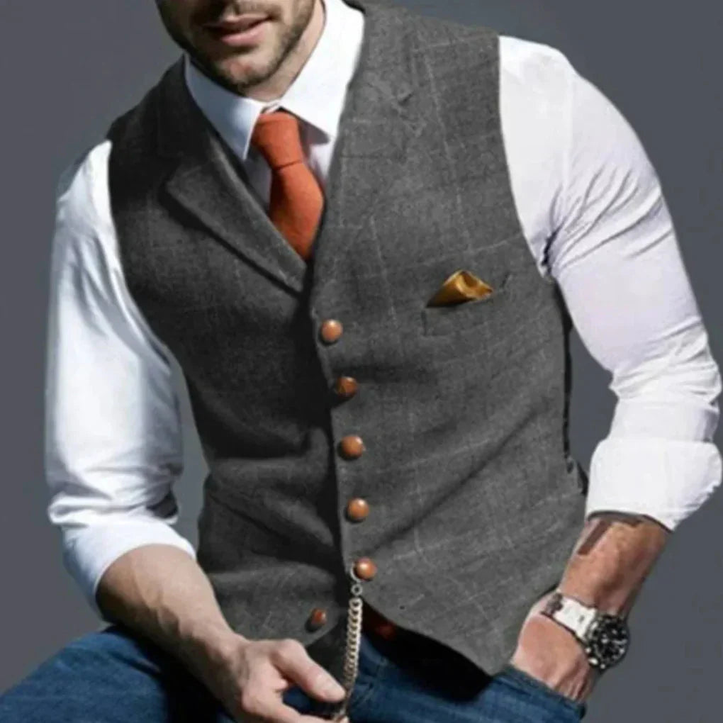 Men's Vintage Waistcoat, Button Front Layering Vest