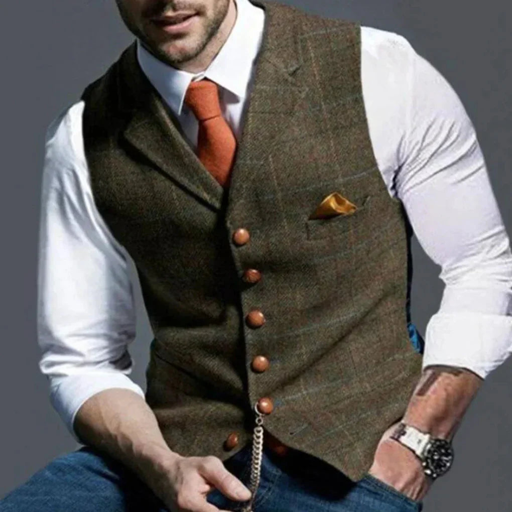 Men's Vintage Waistcoat, Button Front Layering Vest