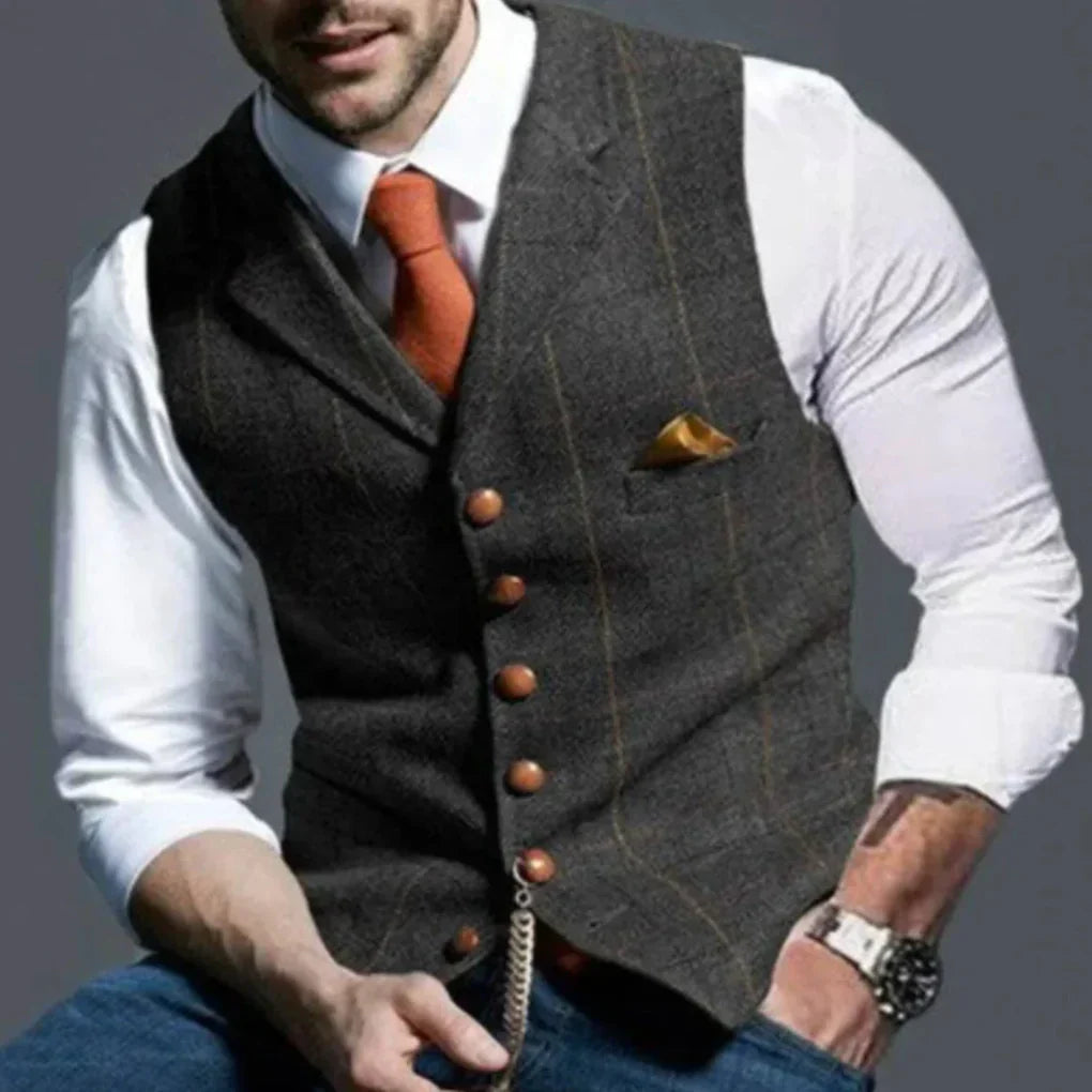 Men's Vintage Waistcoat, Button Front Layering Vest