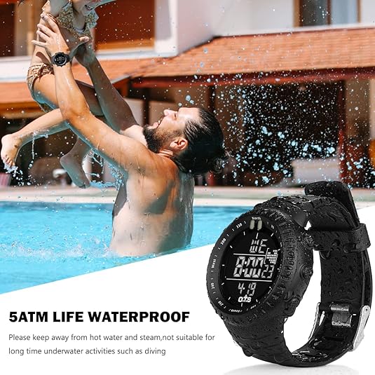 Men's Waterproof Digital Sports Watch - Shock-Resistant LED Watch