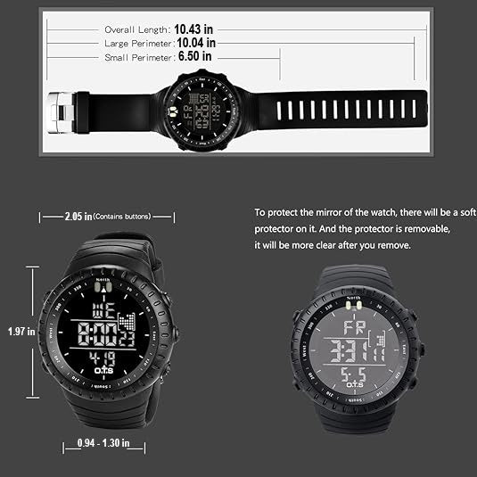 Men's Waterproof Digital Sports Watch - Shock-Resistant LED Watch
