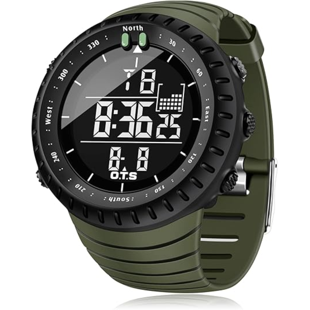 Men's Waterproof Digital Sports Watch - Shock-Resistant LED Watch