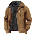 Men's Outdoor Jacket with Hood - Water-Resistant Polyester Winter Jacket